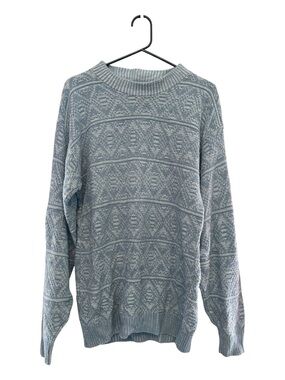 Vintage 90’s Light Blue Textured Crewneck Knit Sweater Size M/L